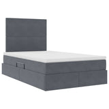 Letto con contenitore e LED Grigio scuro 120 x 200 cm Velluto