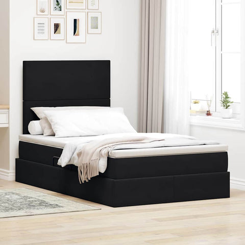 Letto con contenitore e LED Nero 120 x 200 cm Velluto