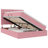 Letto con contenitore e materasso Rosa 140 x 190 cm Velluto