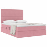 Letto con contenitore e LED Rosa 140 x 190 cm Velluto
