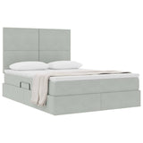 Letto con contenitore e LED Grigio chiaro 140 x 200 cm Velluto