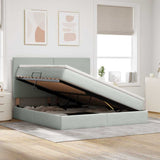 Letto con contenitore e LED Grigio chiaro 160 x 200 cm Velluto