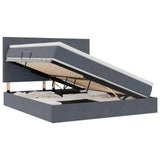 Letto con contenitore e LED Grigio scuro 160 x 200 cm Velluto