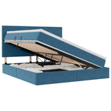 Letto con contenitore e LED Blu Scuro 160 x 200 cm Velluto
