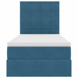 Letto con contenitore e materasso Blu Scuro 90 x 200 cm Velluto