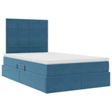 Letto con contenitore e LED Blu 120 x 190 cm Velluto