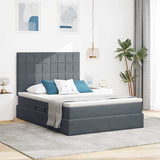 Letto con contenitore e LED Grigio scuro 140 x 190 cm Velluto