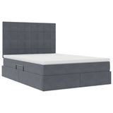Letto con contenitore e LED Grigio scuro 140 x 190 cm Velluto