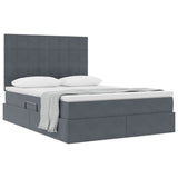 Letto con contenitore e LED Grigio scuro 140 x 190 cm Velluto
