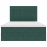 Letto con contenitore e LED Verde Scuro 140 x 190 cm Velluto