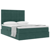 Letto con contenitore e LED Verde Scuro 140 x 190 cm Velluto