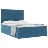 Letto con contenitore e LED Blu Scuro 140 x 190 cm Velluto