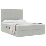 Letto con contenitore e LED Grigio chiaro 140 x 200 cm Velluto
