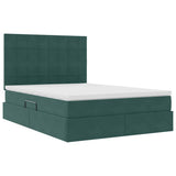 Letto con contenitore e LED Verde Scuro 140 x 200 cm Velluto