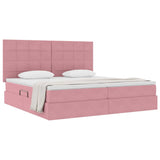 Letto con contenitore e LED Rosa 200 x 200 cm Velluto