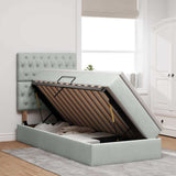 Letto con contenitore e materasso Grigio chiaro 90 x 200 cm