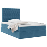 Letto con contenitore e LED Blu 120 x 190 cm Velluto