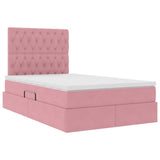 Letto con contenitore e LED Rosa 120 x 190 cm Velluto