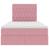 Letto con contenitore e LED Rosa 120 x 190 cm Velluto