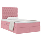 Letto con contenitore e LED Rosa 120 x 190 cm Velluto