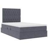 Letto con contenitore e LED Grigio scuro 120 x 200 cm Velluto