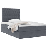 Letto con contenitore e LED Grigio scuro 120 x 200 cm Velluto