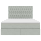 Letto con contenitore e LED Grigio chiaro 140 x 190 cm Velluto