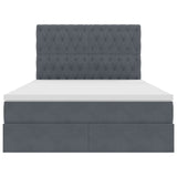 Letto con contenitore e LED Grigio scuro 140 x 190 cm Velluto