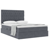 Letto con contenitore e LED Grigio scuro 140 x 190 cm Velluto