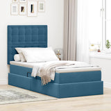 Letto con contenitore e materasso Blu Scuro 90 x 200 cm Velluto