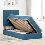 Letto con contenitore e materasso Blu Scuro 90 x 200 cm Velluto