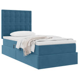 Letto con contenitore e materasso Blu Scuro 90 x 200 cm Velluto