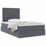 Letto con contenitore e LED Grigio scuro 120 x 190 cm Velluto
