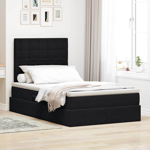 Letto con contenitore e LED Nero 120 x 190 cm Velluto