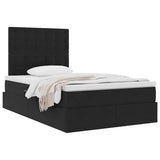 Letto con contenitore e LED Nero 120 x 190 cm Velluto