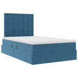 Letto con contenitore e LED Blu 120 x 190 cm Velluto
