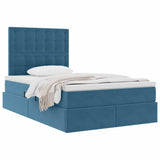 Letto con contenitore e LED Blu 120 x 190 cm Velluto