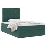 Letto con contenitore e LED Verde Scuro 120 x 200 cm Velluto
