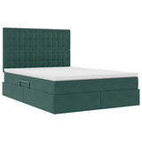 Letto con contenitore e LED Verde Scuro 140 x 190 cm Velluto