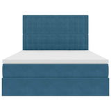 Letto con contenitore e LED Blu Scuro 140 x 190 cm Velluto