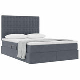 Letto con contenitore e LED Grigio scuro 140 x 200 cm Velluto