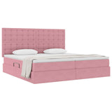 Letto con contenitore e LED Rosa 200 x 200 cm Velluto