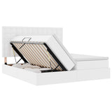 Letto con contenitore e materasso Bianco Puro 200 x 200 cm