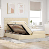 Letto con Contenitore Crema 200 x 200 cm Pelle Sintetica