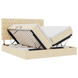 Letto con Contenitore Crema 200 x 200 cm Pelle Sintetica