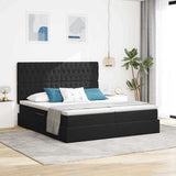Letto con Contenitore con testiera Nero 200 x 200 cm Velluto