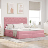 Letto con Contenitore con testiera Rosa 200 x 200 cm Velluto