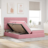 Letto con Contenitore con testiera Rosa 200 x 200 cm Velluto
