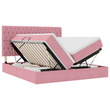 Letto con Contenitore con testiera Rosa 200 x 200 cm Velluto
