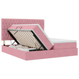 Letto con Contenitore con testiera Rosa 200 x 200 cm Velluto